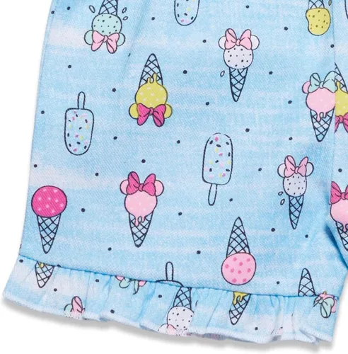 Vista 12 de Disney Minnie Mouse - Conjunto de camiseta floral arcoíris y pantalones cortos de cambray, tallas de bebé a niño grande (12 meses - 14-16)