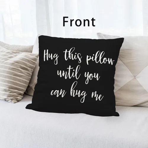Vista 3 de Sufamb Abraza esta almohada hasta que puedas abrazarme Funda reversible para almohada decorativa para el hogar, recámara, 20" x 20", funda