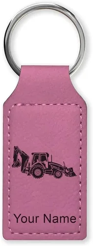 Vista 15 de LaserGram Llavero rectangular, retroexcavadora, grabado personalizado incluido