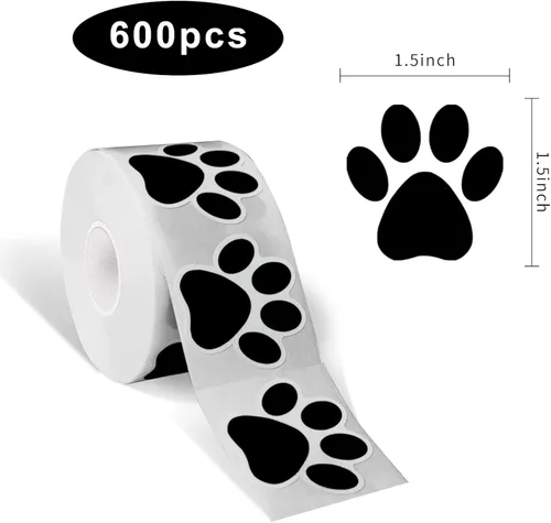 Vista 3 de STARLIBOO Calcomanías con estampado de patas, calcomanías de pata de perro de 1.5 pulgadas, 600 calcomanías de patas de cachorro, calcomanías