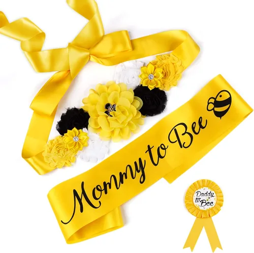 Vista 14 de Juego de decoraciones de baby shower con banda de texto en inglés "Mom to Be", regalo de fiesta de revelación de género para futuros padres