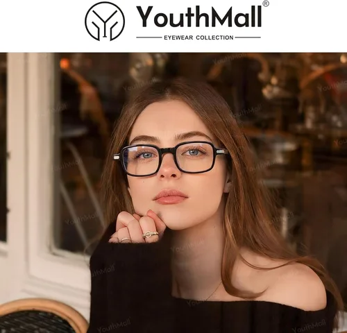 Vista 2 de Lentes rectangulares retro para mujeres y hombres, anteojos cuadrados de moda con bloqueo de luz azul, anteojos falsos de los años 90