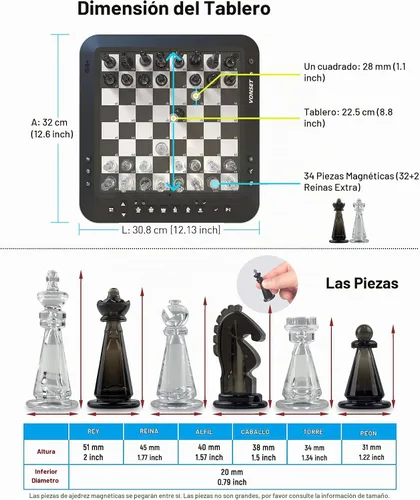 Vista 8 de Tablero de ajedrez electrónico P6, computadora de ajedrez, tablero de ajedrez inteligente parlante, juego de ajedrez electrónico magnético con LED
