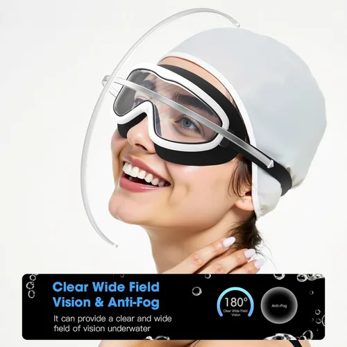 Vista 2 de Gafas de natación para adultos, paquete de 2 gafas de natación con visión amplia para hombres, mujeres, jóvenes, adolescentes, gafas de natación