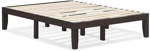 Vista 10 de KOMFOTT Armazón de cama de plataforma de madera de 14 pulgadas, tamaño Twin, base de colchón de madera con marco de madera de caucho, fuerte soporte