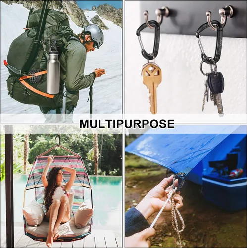 Vista 7 de 12kN Heavy Duty Carabiner Clip: Great for Keys Hammock & Dog Leash