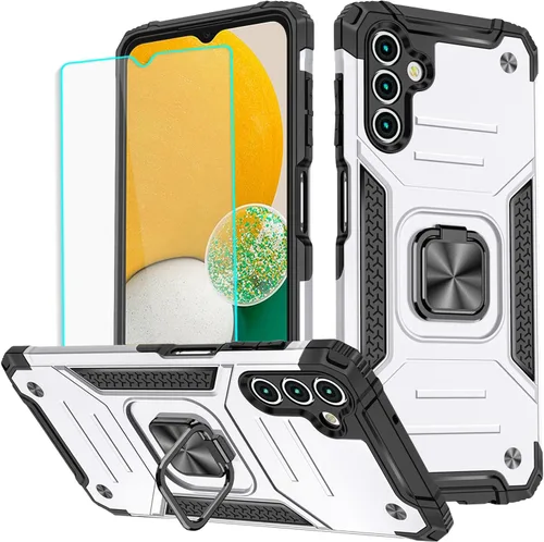 Vista 37 de HNHYGETE Funda para Samsung A13 5G, Galaxy A13 5G con protector de pantalla, soporte giratorio de grado militar de 360° (resistente), fundas Negro
