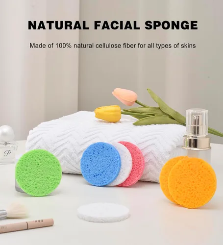 Vista 2 de METUUTER 50 esponjas faciales comprimidas para esteticistas, esponja facial de celulosa 100% natural, esponjas cosméticas profesionales de spa