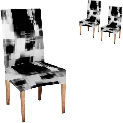Vista 138 de TOMWISH Juego de 2 fundas para sillas de comedor, color turquesa y gris, fundas elásticas para sillas Parsons, de elastano, lavables, protectores