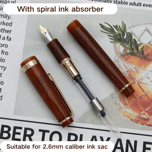 Vista 6 de 82 Pluma estilográfica - Barril de material acrílico, plumín extrafino de iridio con convertidor de tinta, pluma de escritura suave, diseño clásico