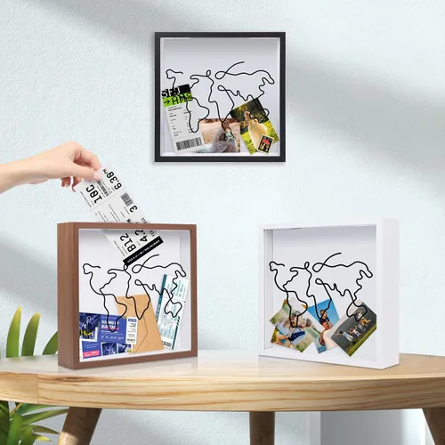 Vista 7 de ZEEYUAN Caja de archivo de aventura de viaje de 12 x 12 pulgadas, regalo para papá, regalo de esposa, hija e hijo, caja de sombra de memoria