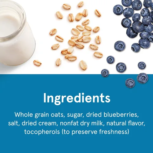 Vista 5 de Quaker Cereal de desayuno de avena instantánea, arándanos y crema, 8.4 onzas