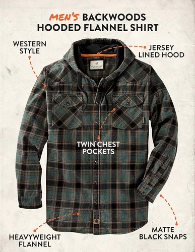 Vista 4 de Legendary Whitetails Men's Backwoods Hooded Flannel Shirt