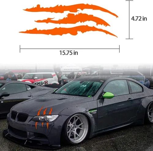 Vista 2 de Pegatinas reflectantes para coche, garra de monstruo, marcas de arañazos para faros delanteros, calcomanía impermeable (negro)