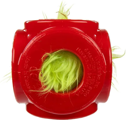 Vista 5 de goDog Holiday Collection - Juguete para perro 2 en 1 con pelota, chirriante Furballz, rojo, pequeño Juguete de pelota de jaula 2 en 1