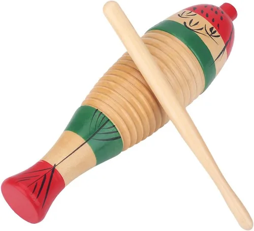 Vista 4 de Bnineteenteam Instrumento de percusión Guiro de madera en forma de pez con raspador