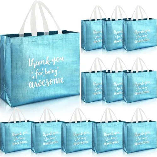Vista 8 de Sanwuta - 12 bolsas de regalo de agradecimiento al equipo con asa para profesores, empleados, compañeros de trabajo, personal a granel, Negro
