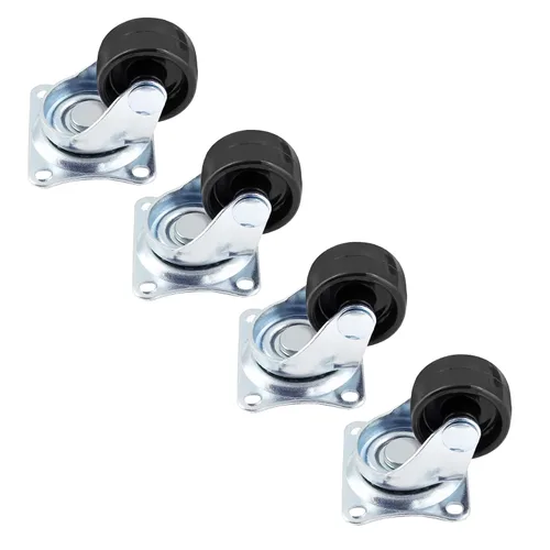 Vista 4 de Luomorgo Ruedas giratorias de 1 pulgada de diámetro Base de goma con placa superior rectangular y rodamientos resistentes 8 piezas