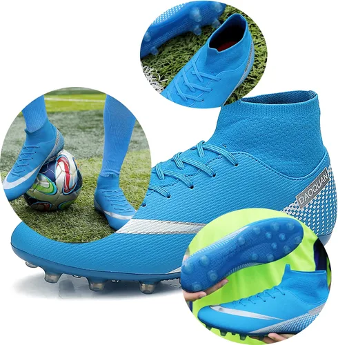 Vista 6 de miscloder Tenis de fútbol unisex para hombre, zapatos de fútbol de caña alta para hombre, zapatos de fútbol para interiores, tacos de fútbol