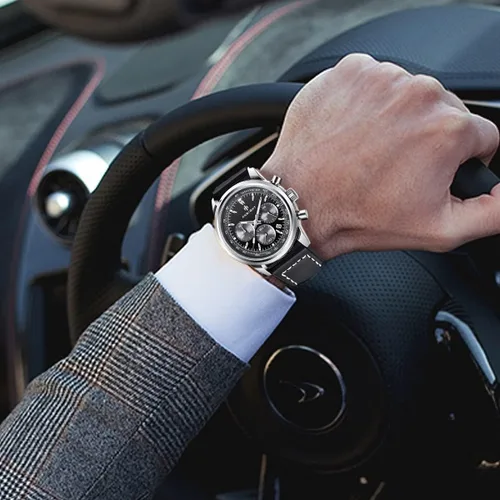 Vista 5 de Men Watch Watch for Men Waterproof Stainless Steel Chronograph Quartz Analog Fashion Business Sport Work Wrist Watches