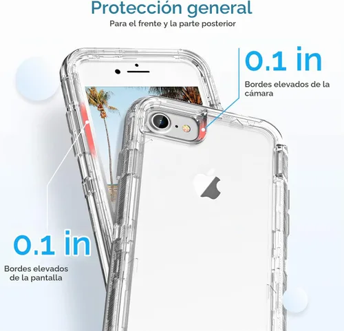 Vista 4 de ORIbox - Funda compatible con iPhone 7 Plus, compatible con iPhone 8 Plus, resistente a prueba de golpes, anticaída, funda transparente Cristal