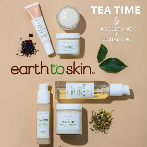 Vista 5 de Earth To Skin Tea Time - Limpiador facial de té blanco, lavado facial diario rico en antioxidantes con glicerina, limpiador suave que no seca
