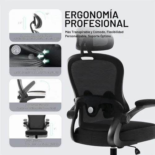 Vista 5 de Ergonomic Office Chair,Ultra Thick Spring Cushion Desk Chair,Black