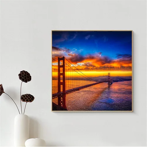 Vista 4 de Impresiones en lienzo carteles del puente Golden Gate San Francisco Sunrise Sunset imágenes artísticas de pared para la decoración del hogar