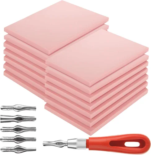 Vista 8 de Kit de fabricación de sellos de goma de 10 piezas - Kit de impresión en bloque, herramientas de talla de linóleo con 8 tipos de cuchillas, 8 piezas