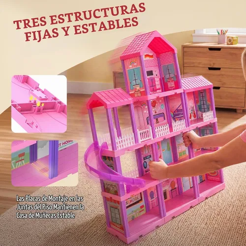 Vista 5 de Flooyes Casa de muñecas para niñas-4 historias 11 habitaciones casa