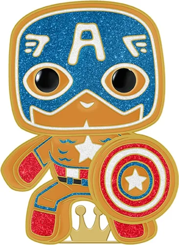 Vista 2 de Loungefly PIN POP! Pin esmaltado grande Marvel Gingerbread - Capitán América - Pin esmaltado grande - Pin esmaltado de Marvel Comics - Lindo broche
