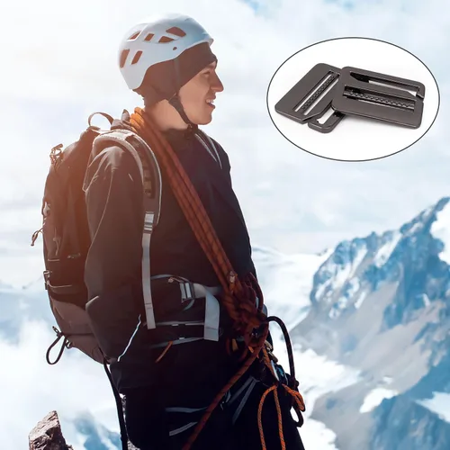 Vista 6 de HINZIC 3 hebillas onduladas con gancho en G de 1.48 pulgadas de metal fuerte bloqueo de escalera Tri-Glide Tensión hebilla deslizante correas