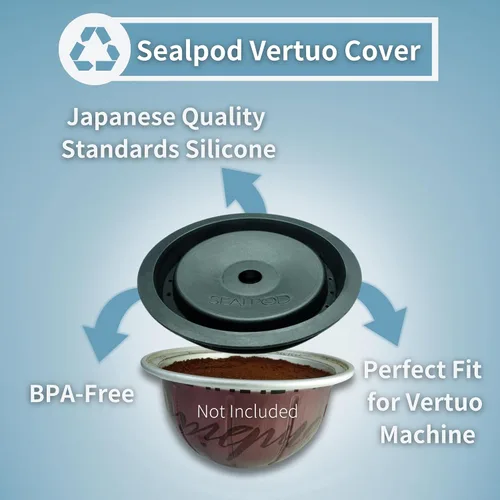 Vista 2 de SEALPOD - Fundas reutilizables para cápsulas de café reutilizables Nespresso Vertuo, tapas de silicona de grado alimenticio, tapas recargables