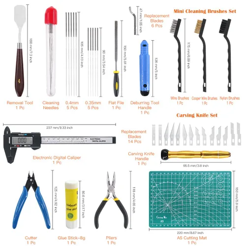 Vista 2 de El kit de herramientas de impresión 3D de 42 piezas incluye herramienta Depur, herramienta de limpieza y extracción con bolsa de almacenamiento
