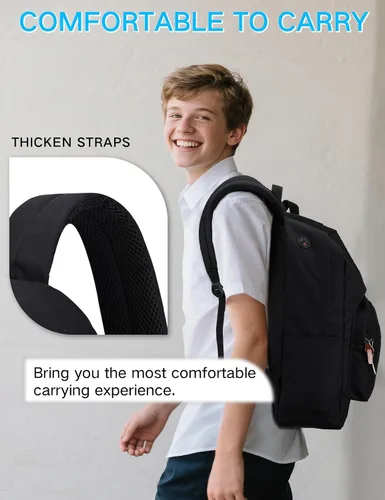 Vista 6 de RAVUO Mochila escolar para adolescentes, niños y niñas, grande de 20 litros, resistente al agua, 15.6 pulgadas, con bolsillo trasero antirrobo, 10