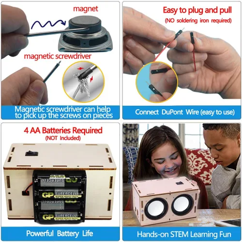 Vista 6 de CYOEST Kit de caja de altavoz Bluetooth DIY Amplificador de sonido electrónico - Construye tu propio altavoz Bluetooth portátil con estuche