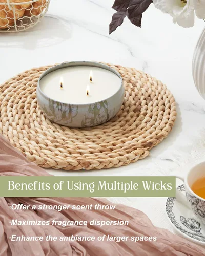 Vista 77 de M&SENSE Velas aromáticas de bayas cítricas, vela grande de lata de soja de 3 mechas, más de 40 horas de tiempo de combustión, cera vegana 100%