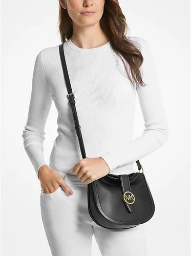 Vista 3 de Michael Kors Bolso bandolera tipo hobo con logotipo pequeño de Gabby, Negro