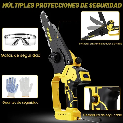 Vista 8 de Mini motosierra inalámbrica compatible con batería Dewalt de 20 V máximo, motosierra eléctrica pequeña de 6 y 8 pulgadas, sin escobillas, engrasador