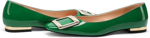Vista 5 de Zapatos planos con punta cuadrada y hebilla de metal dorado para mujer