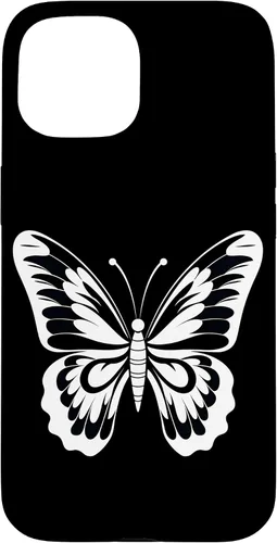 Vista 6 de Funda gráfica de mariposa blanca y negra para iPhone 16