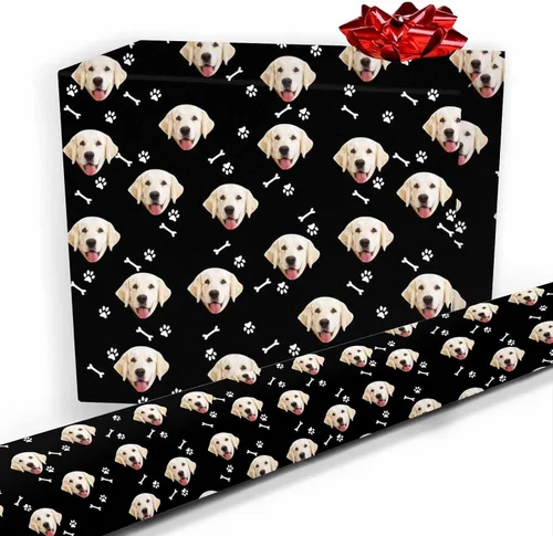 Vista 15 de Papel de regalo personalizado, divertido papel de regalo para cara, foto, nombre, Día del Padre, rollo de regalo para papá, hombres, mujeres, niños