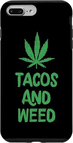 Vista 12 de Carcasa divertida para iPhone 16 Tacos y marihuana de marihuana envejecida