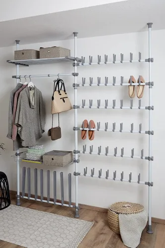 Vista 11 de Wenko Zapatero organizador ajustable, blanco/gris, 94 x 165-118.1 x 3.5 in