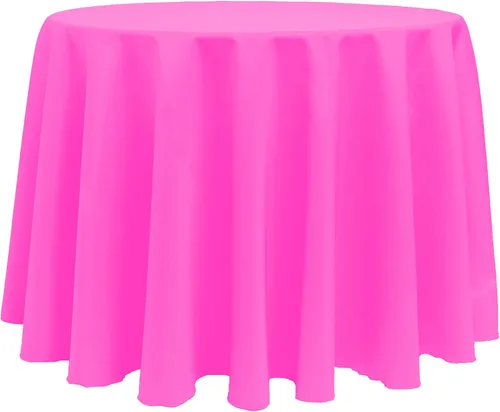 Vista 9 de ULTIMATE TEXTILE Mantel redondo de lino de poliéster de 120 pulgadas, color rosa neón