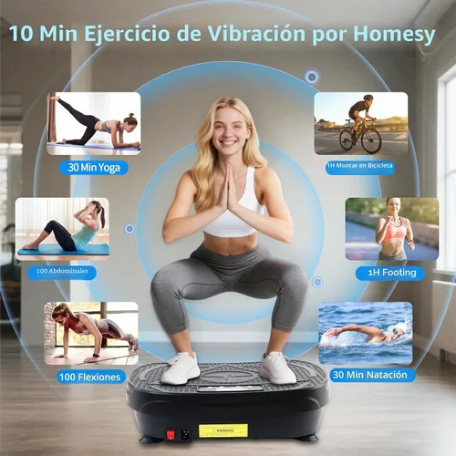 Vista 3 de Homesy Vibration Plate Exercise Machine, Vibrating Plate for Lymphatic Drainage, Full Body Shake Platform Board for Home Fitness and Fat Burning