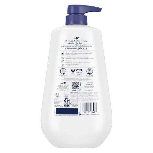 Vista 3 de Dove Gel de baño con bomba con nutridores naturales para la piel, piel suave al instante y nutrición duradera, limpiador de humedad profunda elimina