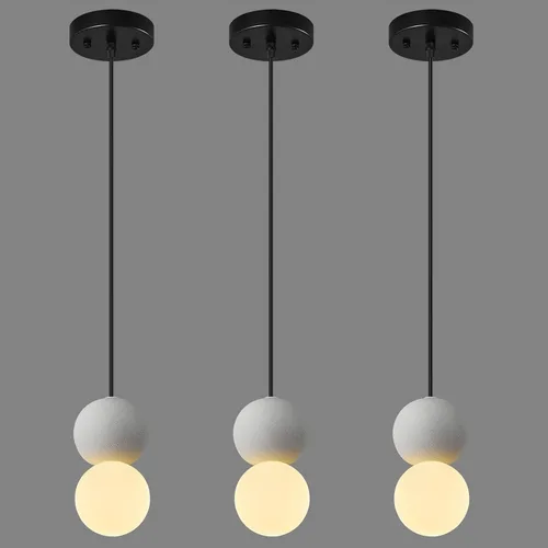 Vista 11 de Lámpara colgante con hormigón y metal negro lineal moderno industrial colgante de cemento colgante iluminación isla de cocina para dormitorio