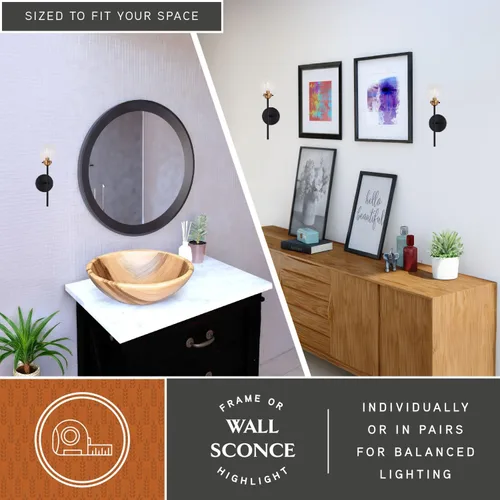 Vista 4 de VAXCEL Orbit 1 - Aplique de pared industrial MCM de latón y bronce aceitado claro globo de cristal transparente