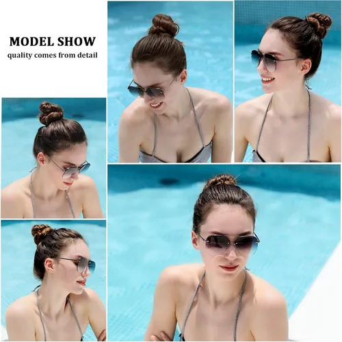 Vista 5 de Vanolu Gafas de sol de aviador retro sin montura para mujeres y hombres clásicas para mujer protección UV400 lentes degradados
